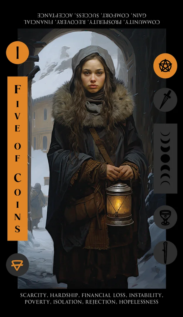 Five of Coins tarot card