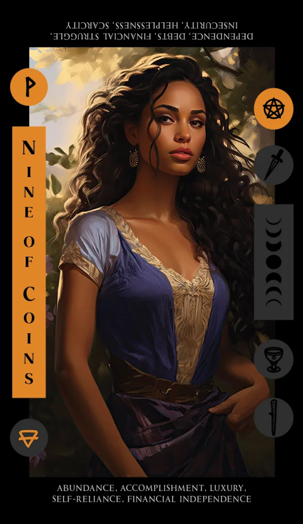Nine of Coins tarot card